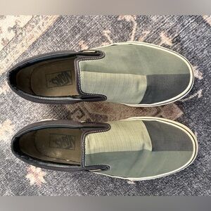 Vans Men's Olive and Black Slip-On Sneakers